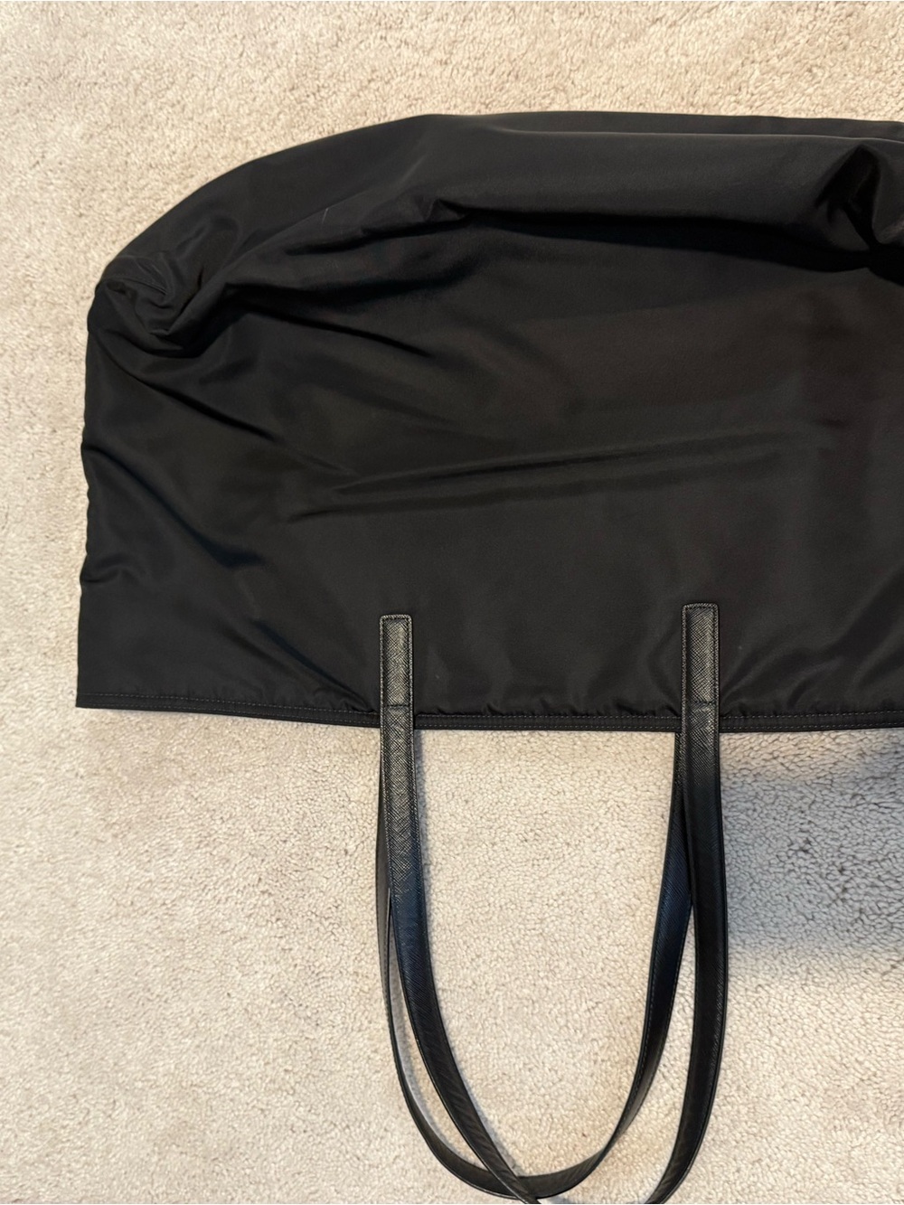 Prada Navy Nylon Tote with Leather Handles and Gold Logo - Picture 5 of 6